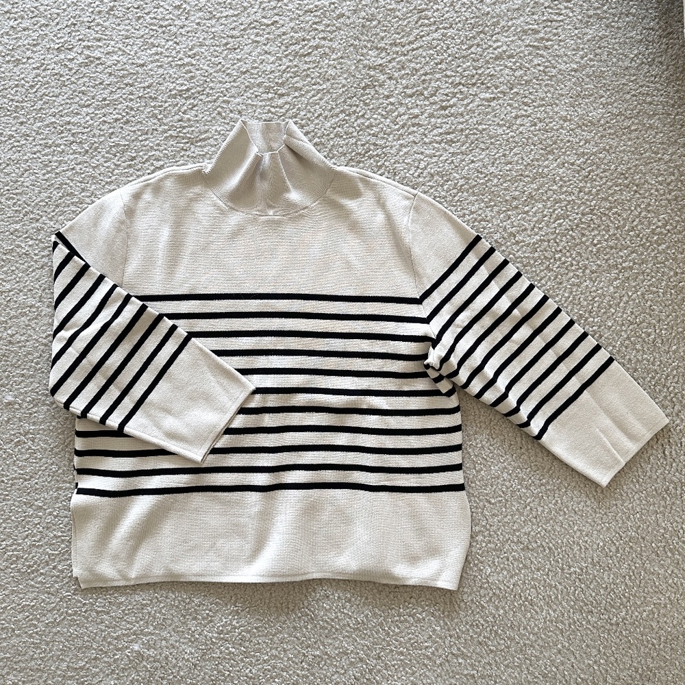 H&M High-Collar Striped Sweater, size Large